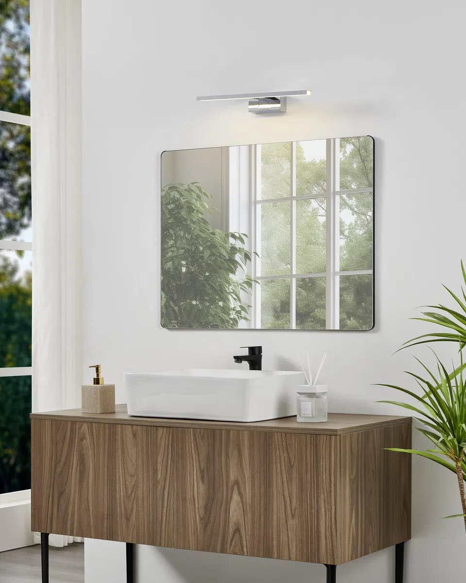 Eglo LED Applique miroir Conettilla, lampe salle de bain, aluminium chromé et plastique blanc, lumière blanc chaud-froid, IP44, L 40 cm