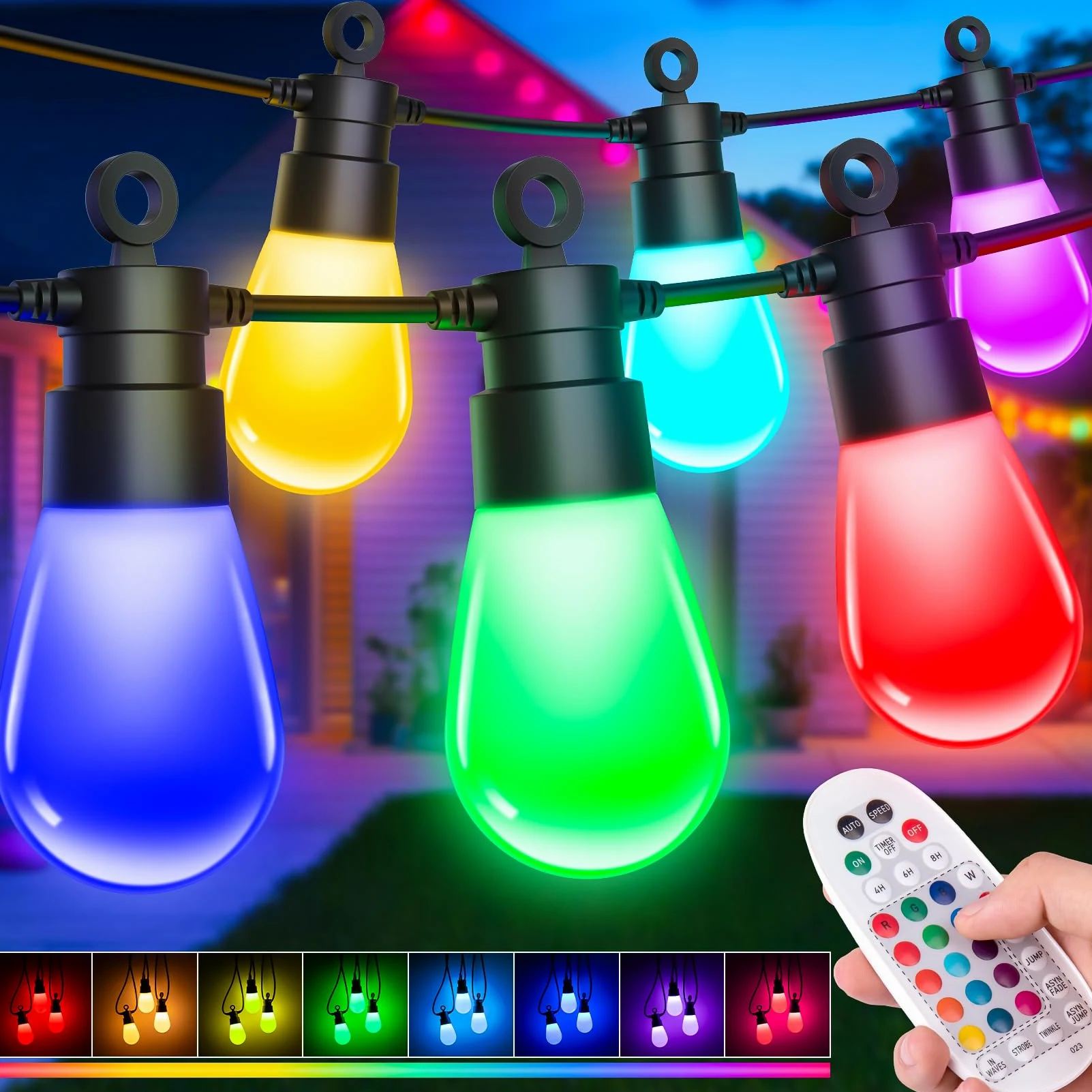Guirlande Lumineuse Exterieure Jardin Noël 21M RGB LED IP65 Imperméable Chaîne Lumiere Décorations Patio Terrasse