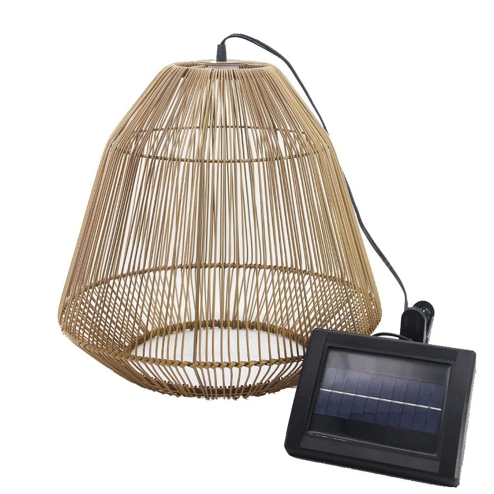Lumisky MAYA Suspension solaire bohème LED blanc chaud H39cm vannerie tressée