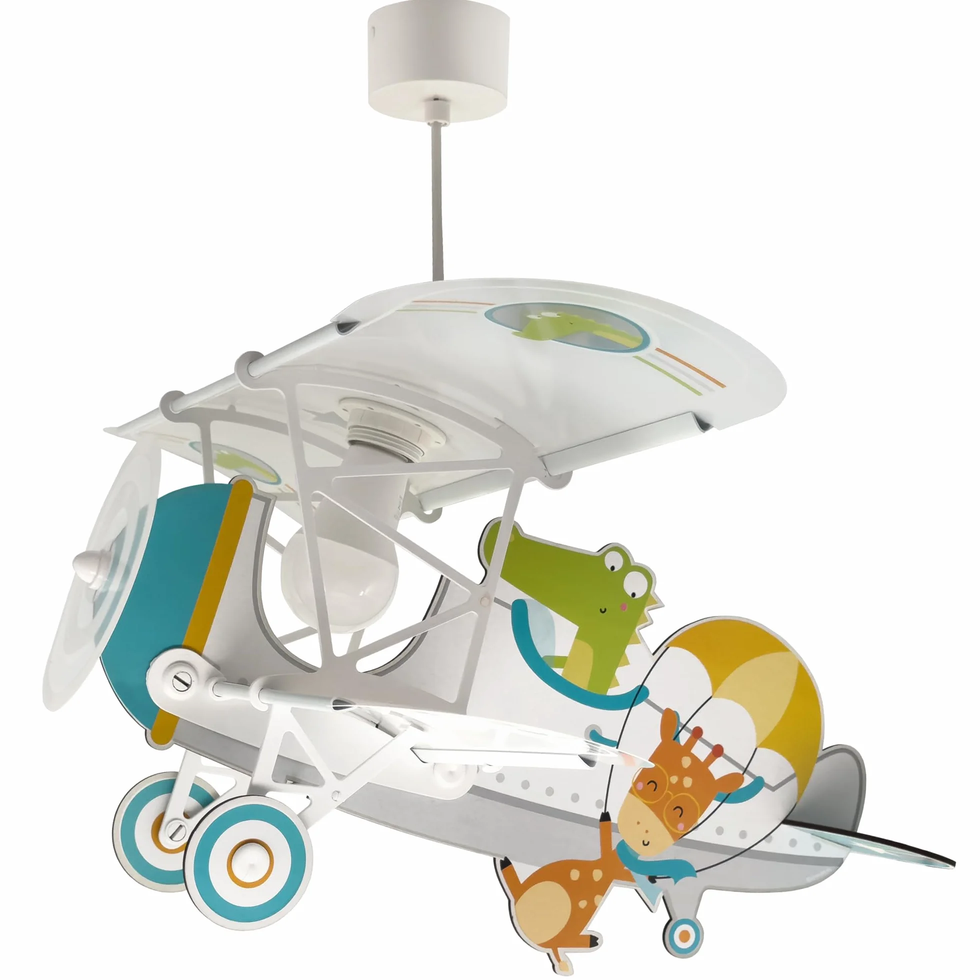 Dalber Lustre Chambre Lampe Suspension Enfant Avion Crocodile Blanc Animaux E27 15W LED