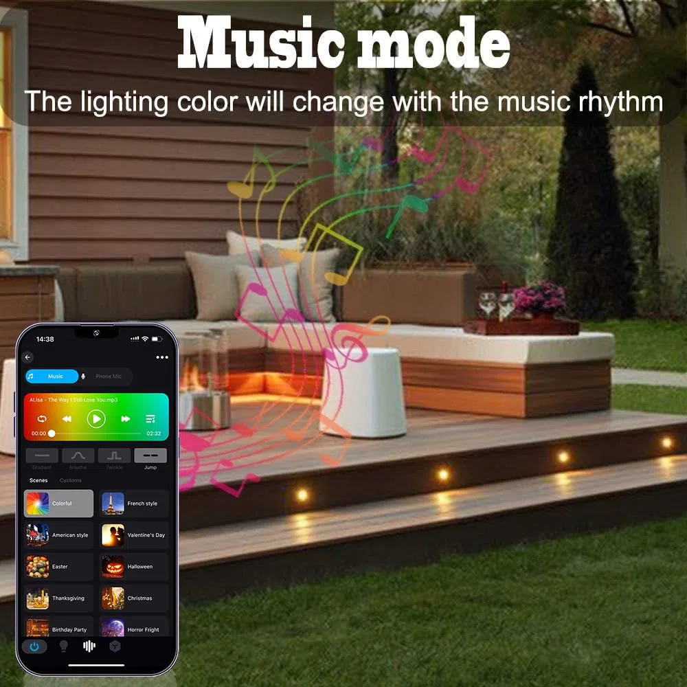 Lampe au Sol WiFi RGBW étanche IP67 Ø45mm - Éclairage pour Terrasse, Jardin, Extérieur (Lot de 6)