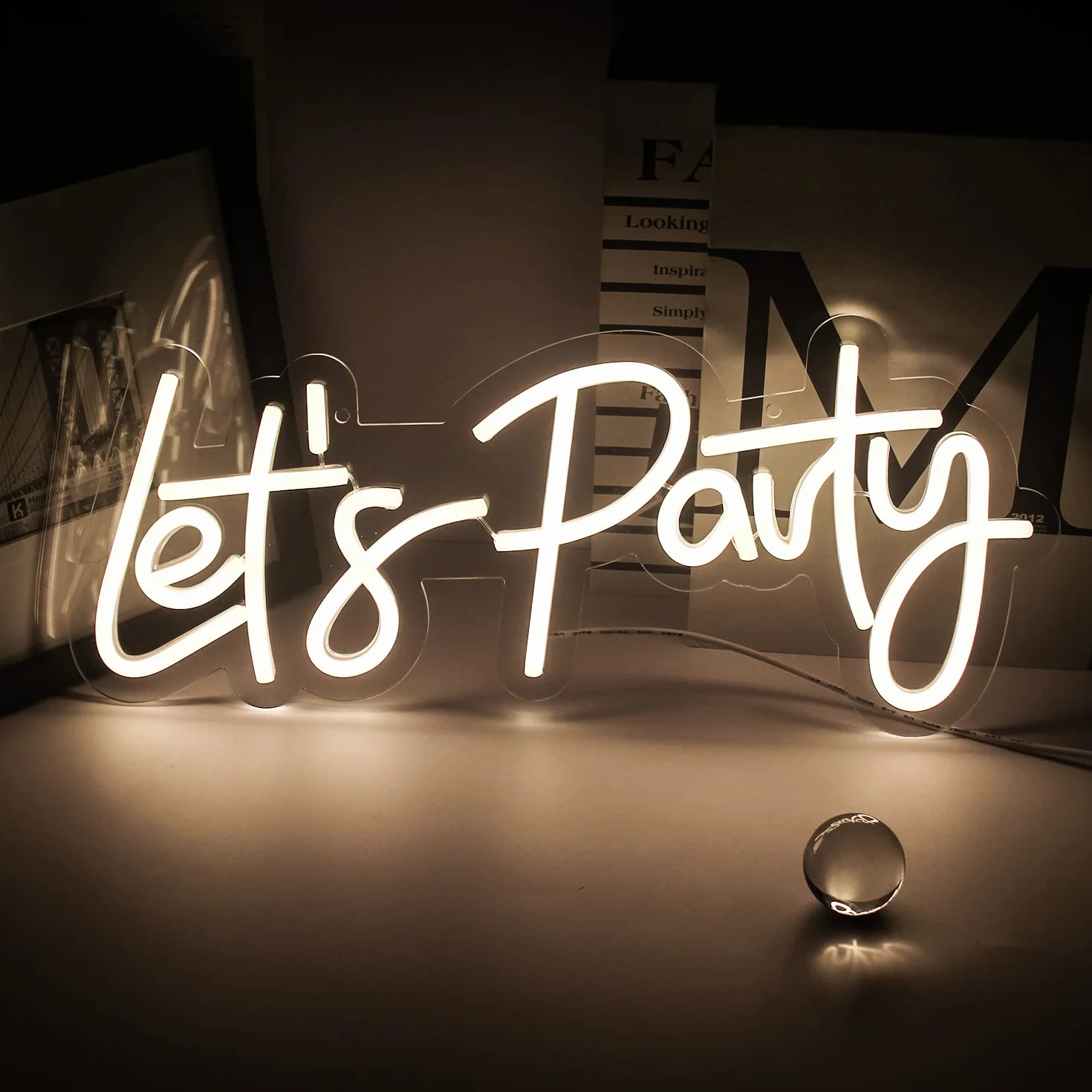 Lets Party Neon Sign Led Dimmable Décoration au néon pour fête anniversaire murale