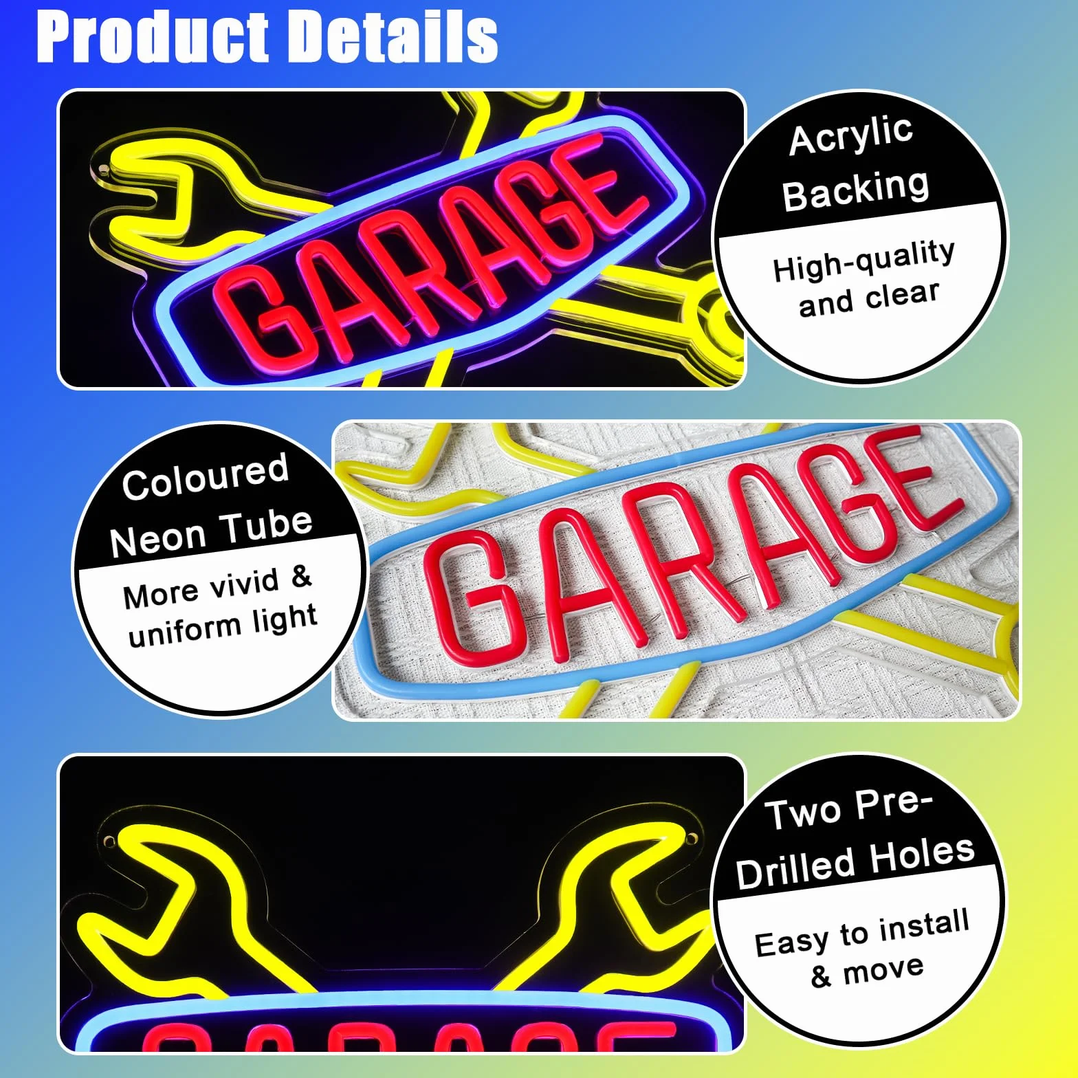 Enseigne lumineuse au néon Check Engine pour garage décoration murale lampe USB atelier