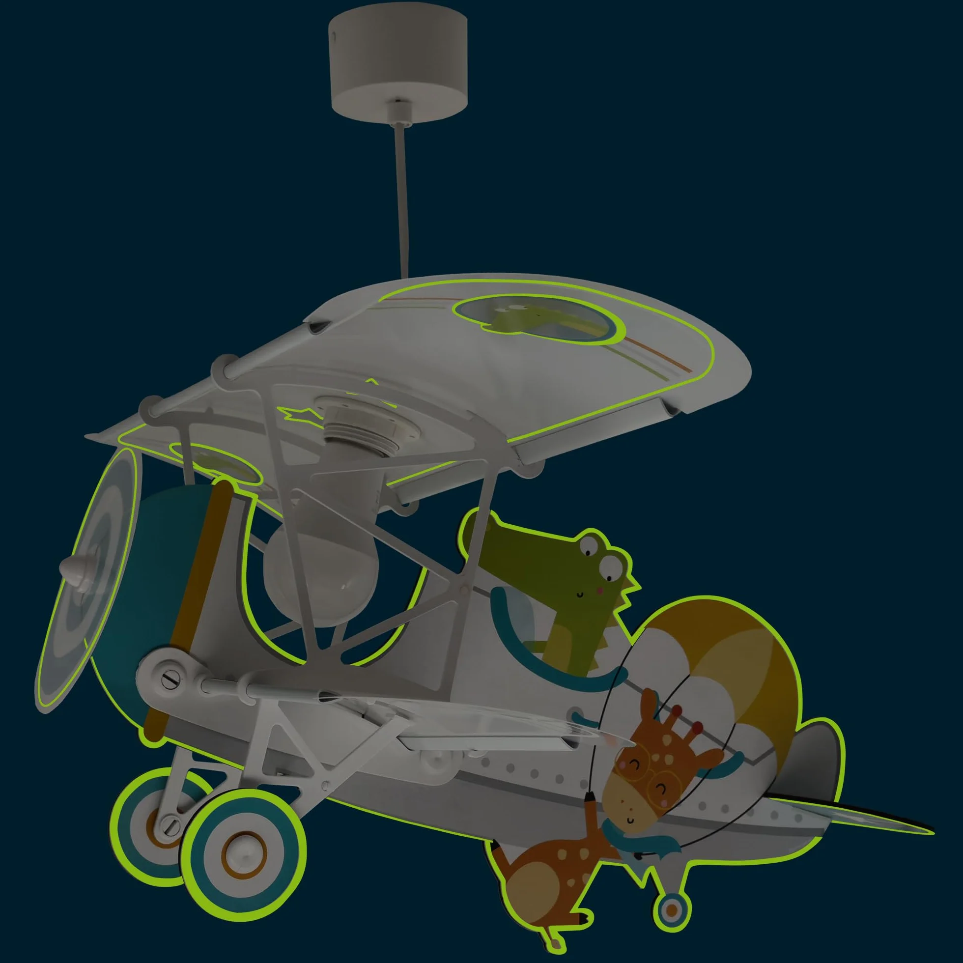 Dalber Lustre Chambre Lampe Suspension Enfant Avion Crocodile Blanc Animaux E27 15W LED