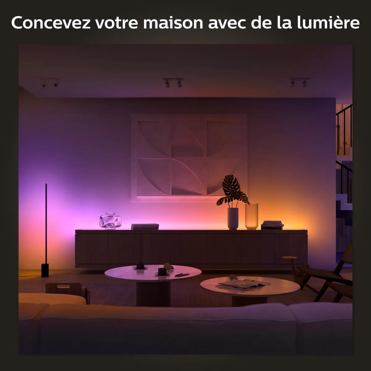 Philips Hue White and Color Gradient LED Strip 2m, Bande LED avec Bluetooth, Compatible Alexa, Google Assistant, Apple HomeKit